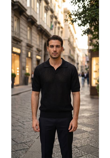 Polo in maglia traforata Tagliatore nera in cotone TAGLIATORE | Polo | FINLAY PWE26-022111
